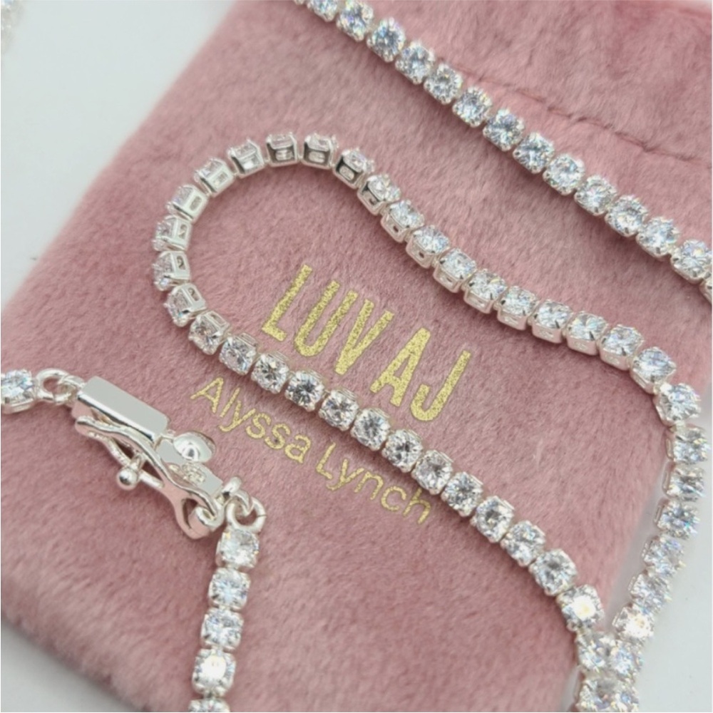 NWT Luv AJ The Prong-set Tennis Necklace - Silver
